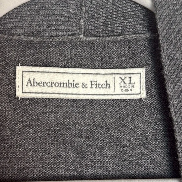 Abercrombie & Fitch Gray Long Line Open Cardigan Size XL Academia Outdoor Preppy - Picture 2 of 5